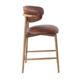 Front view of Milo counter stool in leather at Couch9 Calgary furniture store