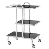 Front view of Rio chrome 3 tier rolling bar cart at Couch9 Calgary furniture store
