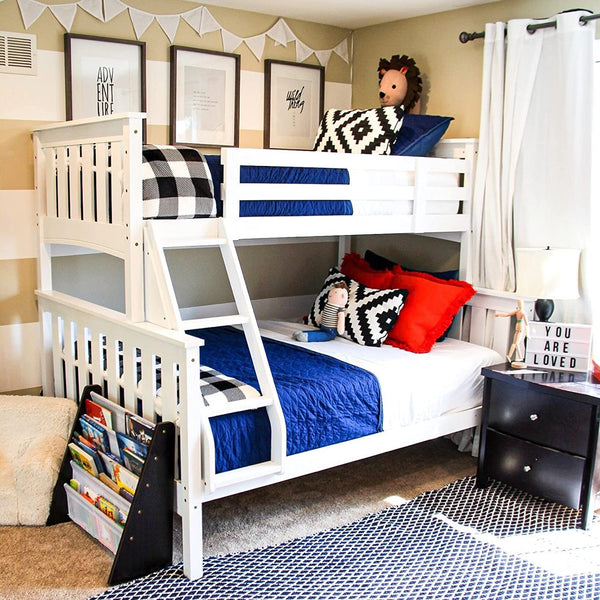 Full & Twin Bunk Bed Frame - White