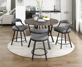 Mandy counter stool in grey upholstery and design detail in Calgary Alberta