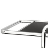 Modern Rio chrome 3 tier bar cart with glass shelves in Calgary Alberta