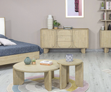 Modern living room featuring Haru end table with elegant decor styling