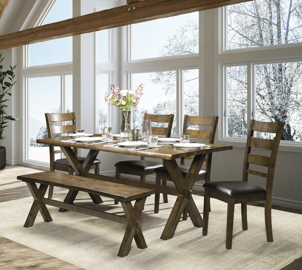 TAJ - LIVE EDGE DINING SET W/ 4 SIDE CHAIRS & 1 BENCH