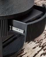 Side view of Black Buck end table showing bold contemporary design