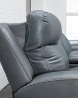 Dunwell Dual Power Reclining Loveseat - Steel