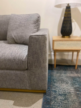 Anderson Charcoal sofa styled in modern home for customers in Okotoks and Airdrie