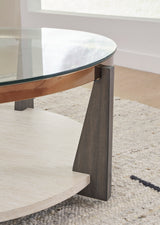 Frazwa coffee table styled with decor in a contemporary space