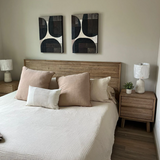 Close-up of Gia King Bed headboard with premium upholstery detailing