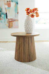 Hanfield accent table front view in modern living room setting