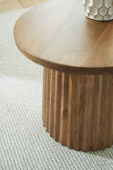 Side view of Hanfield accent table showing sleek contemporary design