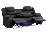 Krypton Manual Reclining Sofa with drop down table and LED Lighting