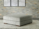 Larco oversized accent ottoman in fog color front view