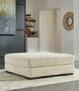 Larco oversized accent ottoman in ivory color front view