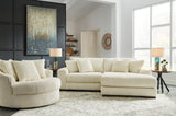 Close up detail of ivory fabric on Larco sectional