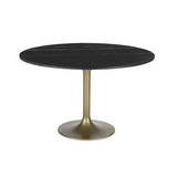 Pandora Dining Table Italian Black Marble Front View – Calgary