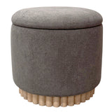 Sadie Round Storage Ottoman- Charcoal