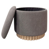 Sadie Round Storage Ottoman- Charcoal