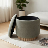 Sadie Round Storage Ottoman- Moss