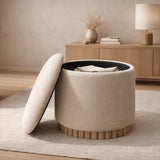 Sadie Round Storage Ottoman- Oat