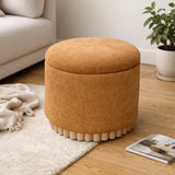 Sadie Round Storage Ottoman- Rust