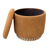 Sadie Round Storage Ottoman- Rust