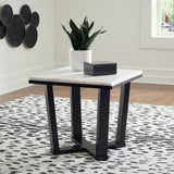Selena end table front view in modern living room setting