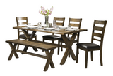 Front view of Taj live edge dining set with 4 side chairs and 1 bench at Couch9 Calgary furniture store