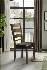 Side view of Taj live edge dining set with 4 side chairs and 1 bench at Couch9 Calgary