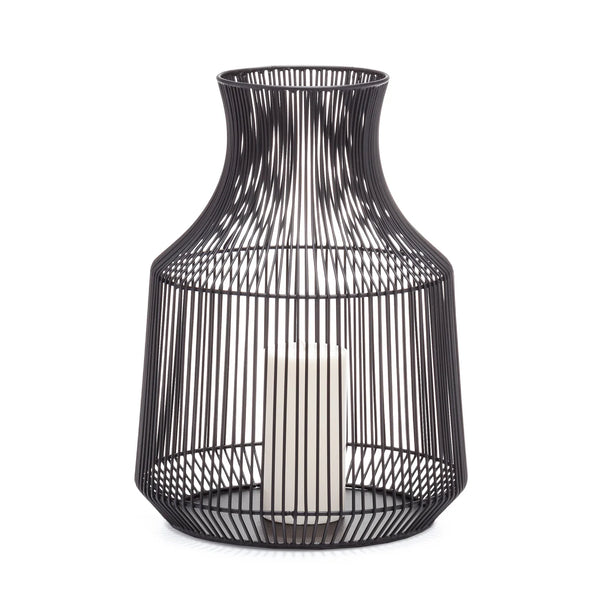 Mission Wire 16h" Urn Vase Candle Holder - Black