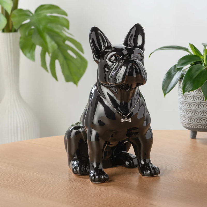 Sitting Ceramic French Bulldog - Black