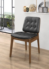REDSTONE TUFTED BACK SIDE CHAIRS NATURAL WALNUT AND BLACK