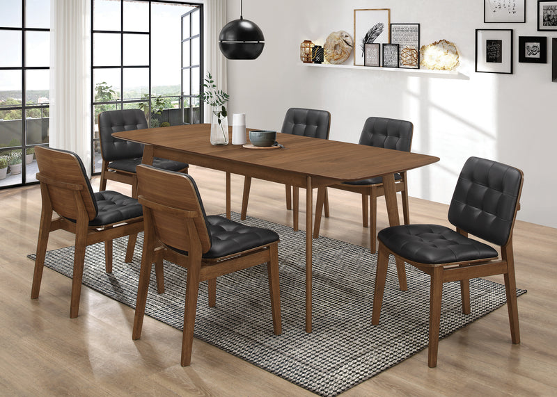 REDSTONE TUFTED BACK SIDE CHAIRS NATURAL WALNUT AND BLACK