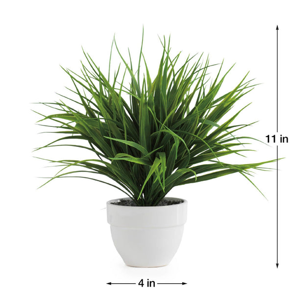 Grass Potted Faux Plant - Dark Green