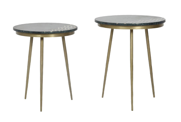 FUNCTION ACCENT TABLE - GREEN MARBLE, SET OF 2