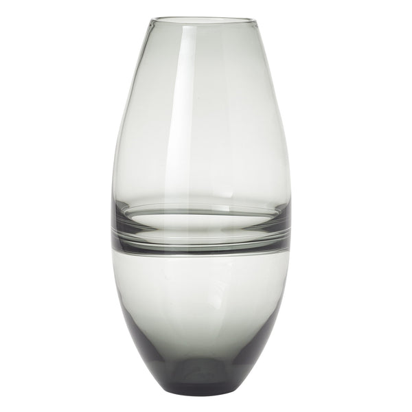 Saturn Ring 14"h Glass Bullet Vase - Smoke