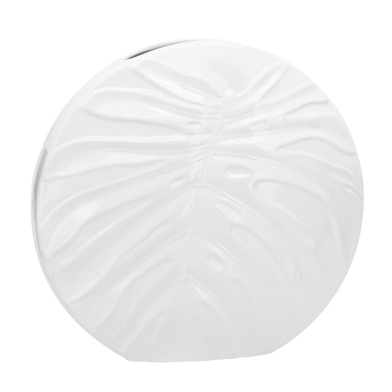 Monstera Leaf Ceramic 16.5h" Disc Vase