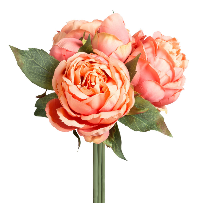 Blushing Peony 5 Bloom Bouquet - Orange