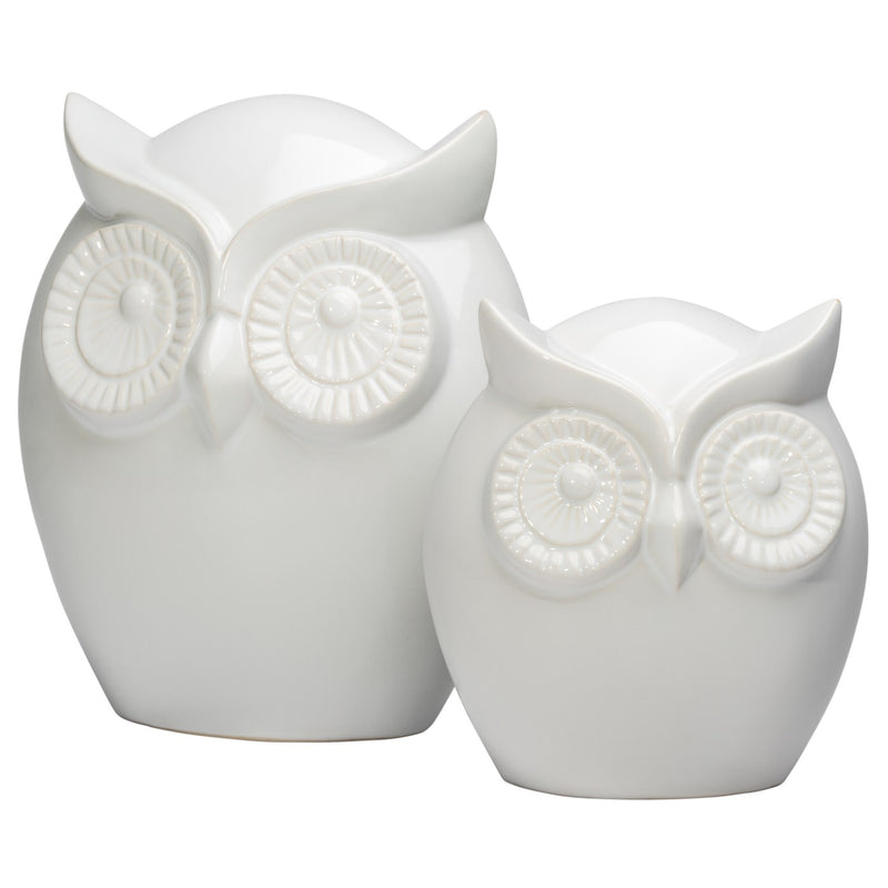 Wise Owl 7.5h" White Ceramic Decor Sculpture