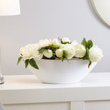 Talia Silver Trim 15.5"L Ceramic Boat Bowl