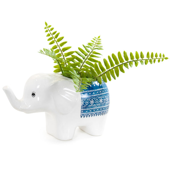 Parading Elephant 4h" Ceramic Drop Pot Planter