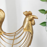 Urban Farmhouse Rooster Metal Decor Sculpture - Gold