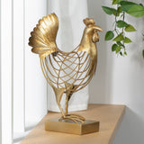 Urban Farmhouse Rooster Metal Decor Sculpture - Gold