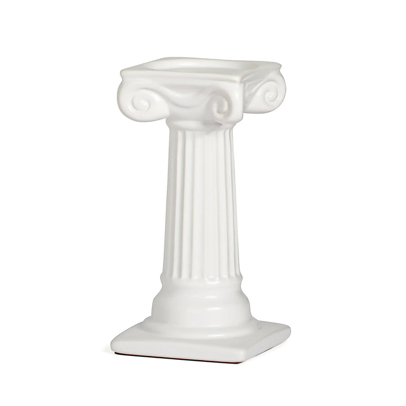 Ionic Column 8.5h" Ceramic Taper / Pillar Candle Holder - White