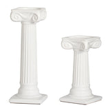 Ionic Column 8.5h" Ceramic Taper / Pillar Candle Holder - White