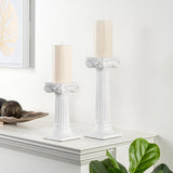 Ionic Column 8.5h" Ceramic Taper / Pillar Candle Holder - White