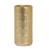Clara Embossed Mandala Gold Ceramic 9.5h" Vase