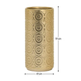 Clara Embossed Mandala Gold Ceramic 9.5h" Vase