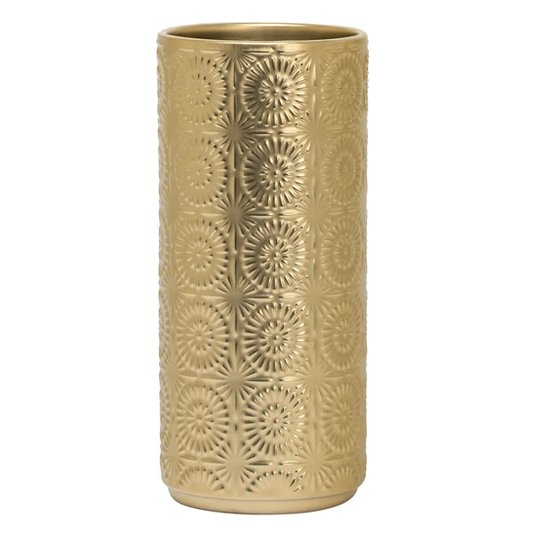 Clara Embossed Mandala Gold Ceramic 11.5h" Vase