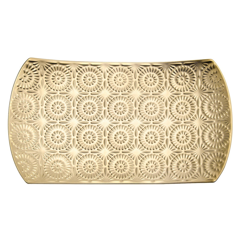 Clara Embossed Mandala Gold Ceramic 8x14.5" Platter