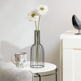 Wire Bottle Shape 10.5h" Pendant Hanging Tube Vase - Black